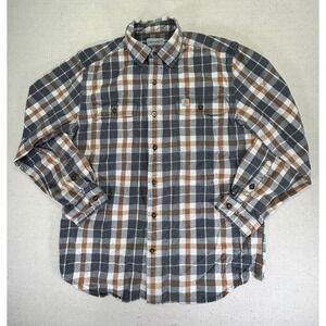 Carhartt Mens Large Flannel Shirt‎ Heavy Cotton Button Long Sleeve OutdoorWear